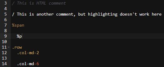 HAML Highlighting Issues
